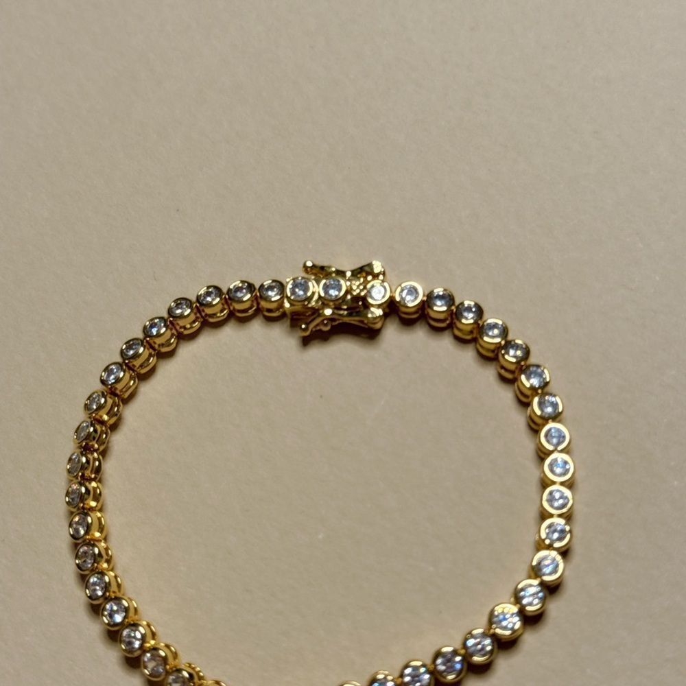 Gold Tennis Bracelet #1942 View 4